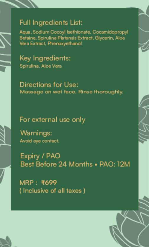 Spirulina Face Wash for Antioxidant Cleanse | Roop Veda Luxe