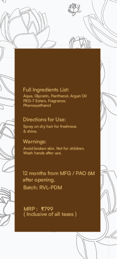 Hair Perfume Hydrating Mist | Roop Veda Luxe