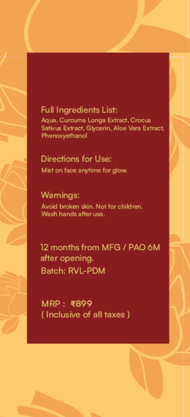 Turmeric Saffron Radiance Mist | Roop Veda Luxe